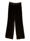 Etro Velvet Wide Leg Trousers With Elastic Waistband In Brown