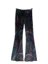 Etro Paisley-print Flared Viscose Trousers In Blue