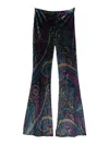 Etro Paisley-print Flared Viscose Trousers In Blue