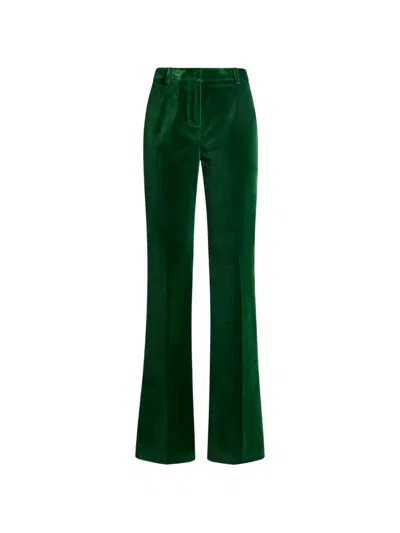 Etro Velvet Trousers In Green