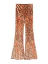 Etro Paisley-print Flared Viscose Trousers In Orange