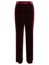 Etro Velvet Trousers With Elasticized High Waist In Burgundy