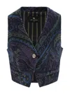 Etro Jacquard Paisley Corduroy Velvet Waistcoat In Multi