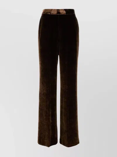 Etro Velvet Wide Leg Trousers With Elastic Waistband