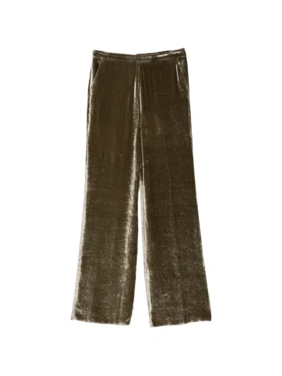 Etro Velvet Wide-leg Trousers In Green