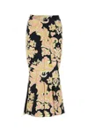 Etro Tropical-print Paneled Midi Trumpet Skirt In Nero
