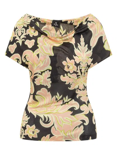 Etro Venus Print Top In Black