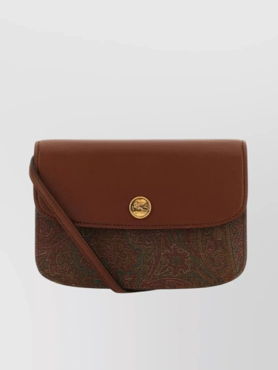 Etro Versatile Canvas And Leather Crossbody In Brown