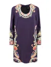 Etro Women Viscose Dress With Iconic Multicolor Print In Blue