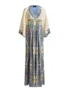 Etro Multicolor Long Dress With V Neck And All-over Paisley Print In Silk Woman In White