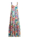 Etro Printed Cotton And Silk Maxi Dress In Blue