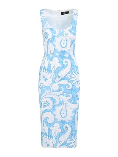 Etro Women's Printed Midi Dress In Blue