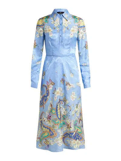 ETRO VISCOSE AND SILK  SATIN MIDI SHIRTDRESS