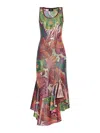 Etro Laminated Jersey Dress With Maxi Floral Print