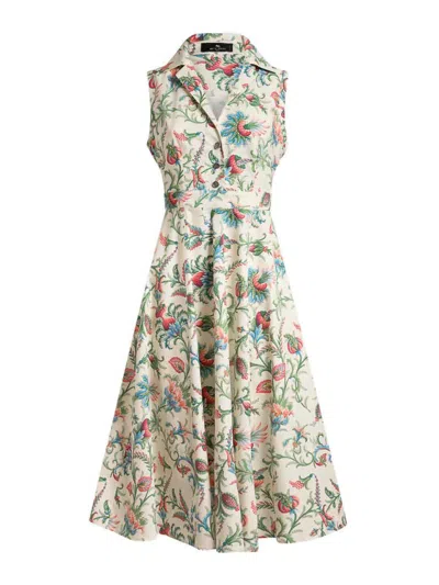 Etro White Cotton Midi Shirt Dress
