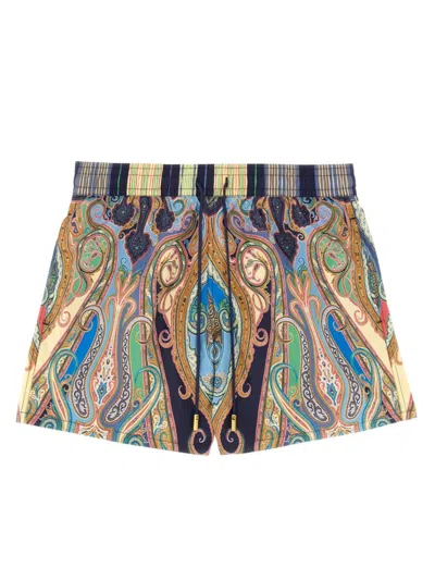 Etro Vibrant Paisley Pattern Boxer Swimsuit In Multicolour