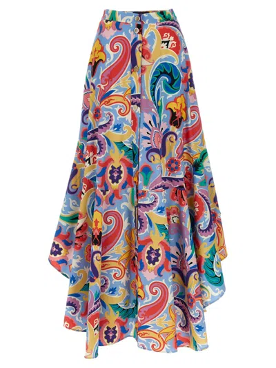 Etro Vibrant Paisley Print Cotton Skirt In Multi
