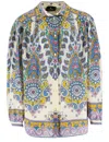 Etro Vibrant Paisley Print Wide Shirt With Classic Collar In Multicolor