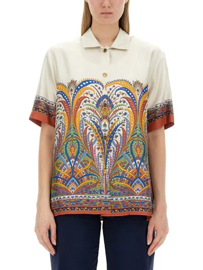 Etro Vibrant Printed Silk Shirt In Multicolour