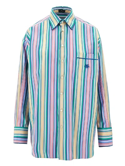 Etro Vibrant Striped Shirt With Classic Collar In Multi