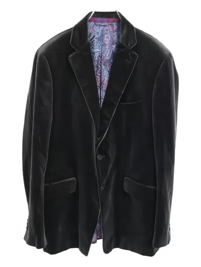Pre-owned Etro Vintage 2010s Cotton Blazer In Black