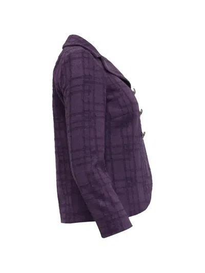 Pre-owned Etro Vintage 2010s Double-breasted Plaid Jacket In 紫色