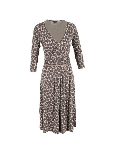 Pre-owned Etro Vintage Belted Printed Dress In Neutral