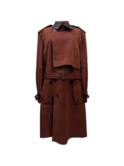 Pre-owned Etro Vintage Belted Suede Trench Coat In Brown