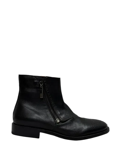 Pre-owned Etro Vintage Brogue-detail Ankle Boots In Black