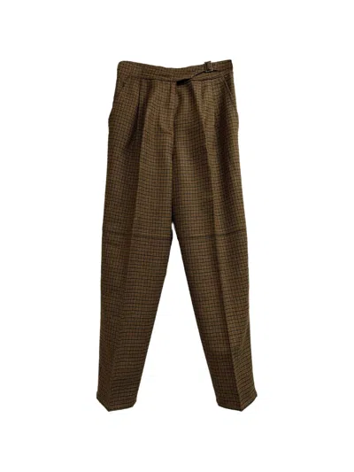 Pre-owned Etro Vintage Checked Belted Trousers In Brown