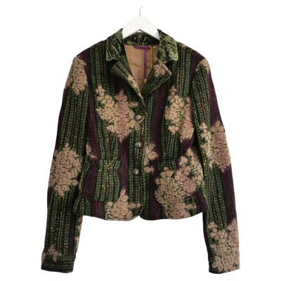 Pre-owned Etro Vintage Fall 2004 Women's Wool Floral Brocade Blazer Jacket It42 In Black