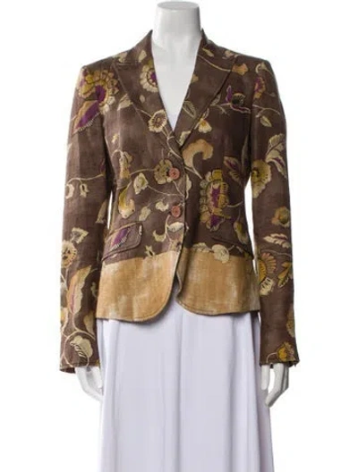 Pre-owned Etro Vintage Floral Print Blazer In Brown