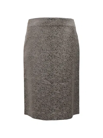 Pre-owned Etro Vintage Floral-print Pencil Skirt In Brown