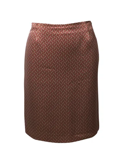 Pre-owned Etro Vintage Geometric-print Silk Skirt In Red