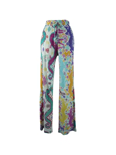 Pre-owned Etro Vintage Geometric-print Trousers In White