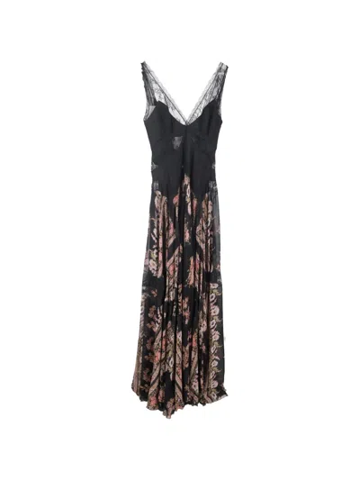 Pre-owned Etro Vintage Lace Floral Dress In Black