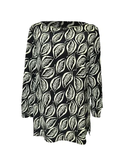 Pre-owned Etro Vintage Leaf-print Silk Dress In Black