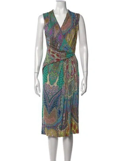 Pre-owned Etro Vintage Midi Length Dress In Multi