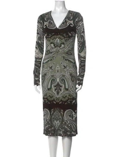 Pre-owned Etro Vintage Midi Length Dress In Neutral