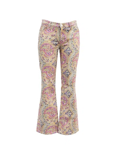 Pre-owned Etro Vintage Paisley Flared Jeans In Neutral