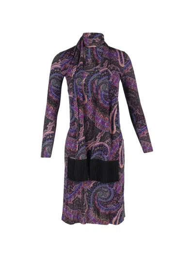 Pre-owned Etro Vintage Paisley-pattern Mini Dress In Purple