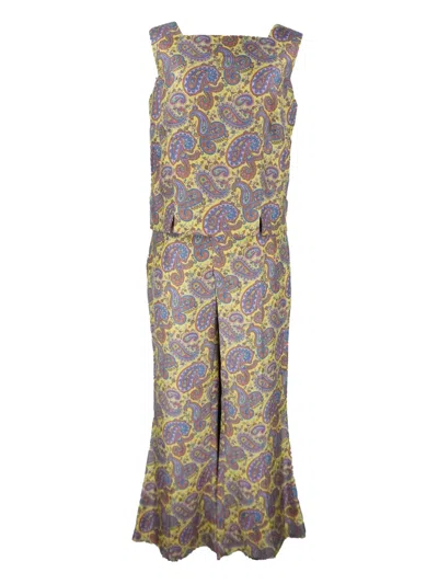Etro Vintage Paisley-print Jumpsuit In Yellow
