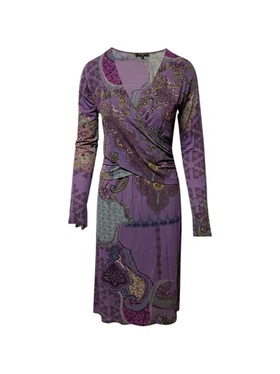 Pre-owned Etro Vintage Paisley-print Midi Dress In Purple