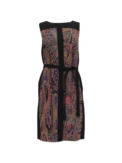 Pre-owned Etro Vintage Paisley-print Mini Dress In Black