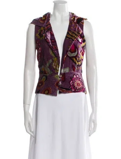 Pre-owned Etro Vintage Printed Crop Top In Purple