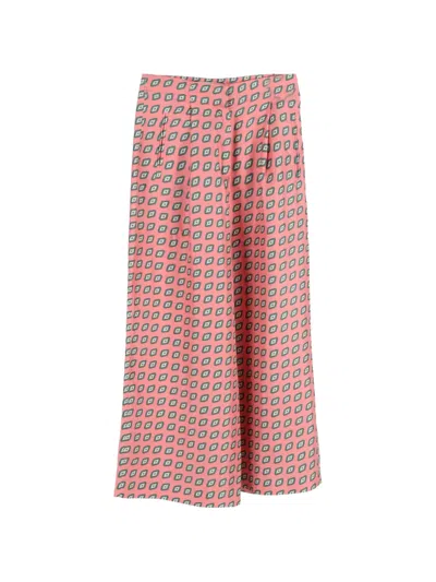 Pre-owned Etro Vintage Printed Wide-leg Trousers In Pink