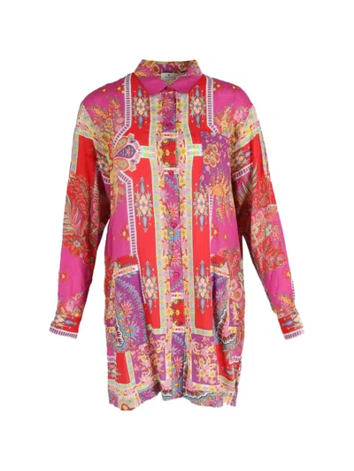 Pre-owned Etro Vintage Sardegna Printed Shirt Dress In Pink