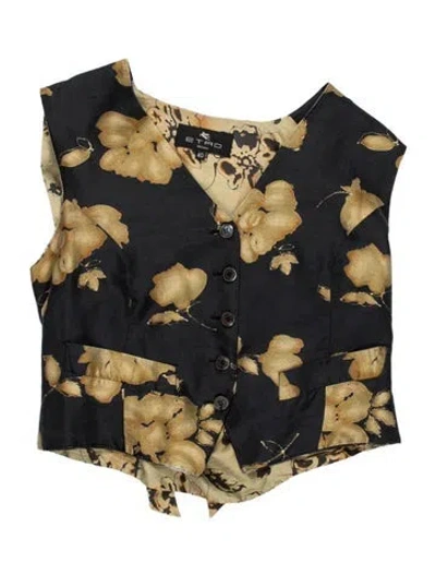 Pre-owned Etro Vintage Silk Vest In Blac