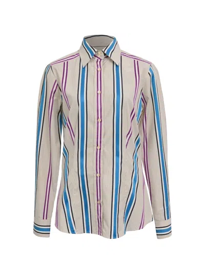 Pre-owned Etro Vintage Striped Button-down Shirt In Neutrals