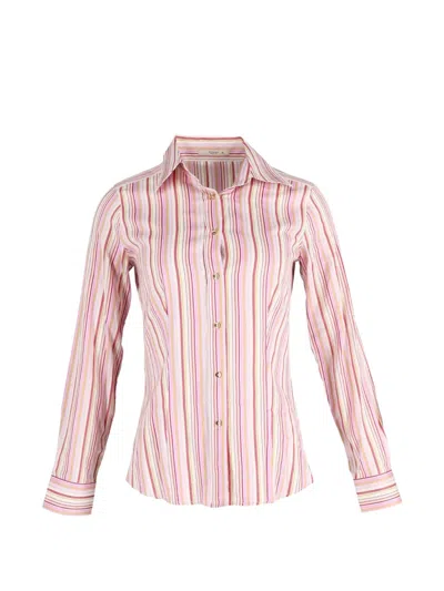 Pre-owned Etro Vintage Striped Long-sleeve Shirt In Pink